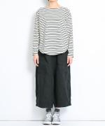 スープレコットンボーダー天竺　裾ラウンド長袖ロングT