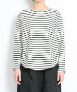 スープレコットンボーダー天竺　裾ラウンド長袖ロングT