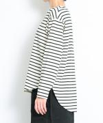 スープレコットンボーダー天竺　裾ラウンド長袖ロングT