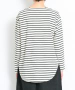 スープレコットンボーダー天竺　裾ラウンド長袖ロングT