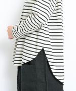 スープレコットンボーダー天竺　裾ラウンド長袖ロングT