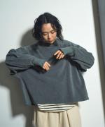 スープレコットンボーダー天竺　裾ラウンド長袖ロングT