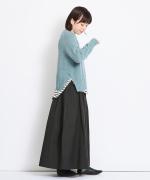 スープレコットンボーダー天竺　裾ラウンド長袖ロングT