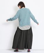 スープレコットンボーダー天竺　裾ラウンド長袖ロングT