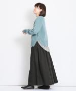 スープレコットンボーダー天竺　裾ラウンド長袖ロングT