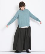 スープレコットンボーダー天竺　裾ラウンド長袖ロングT