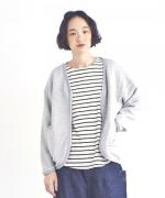 スープレコットンボーダー天竺　裾ラウンド長袖ロングT