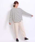 スープレコットンボーダー天竺　裾ラウンド長袖ロングT