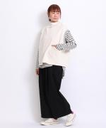 スープレコットンボーダー天竺　裾ラウンド長袖ロングT