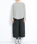 スープレコットンボーダー天竺 裾ラウンドロングT