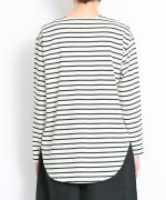 スープレコットンボーダー天竺 裾ラウンドロングT