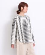 スープレコットンボーダー天竺 裾ラウンドロングT