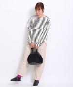 スープレコットンボーダー天竺 裾ラウンドロングT