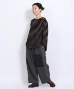 スープレコットンボーダー天竺 裾ラウンドロングT