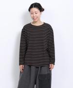 スープレコットンボーダー天竺 裾ラウンドロングT