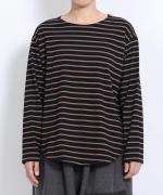 スープレコットンボーダー天竺 裾ラウンドロングT