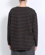 スープレコットンボーダー天竺 裾ラウンドロングT