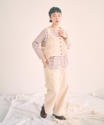 スープレコットンボーダー天竺 裾ラウンドロングT