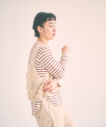 スープレコットンボーダー天竺 裾ラウンドロングT