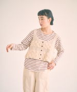 スープレコットンボーダー天竺 裾ラウンドロングT