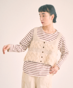 スープレコットンボーダー天竺 裾ラウンドロングT