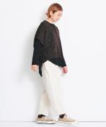 スープレコットン天竺　裾ラウンド長袖ロングT