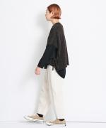 スープレコットン天竺　裾ラウンド長袖ロングT