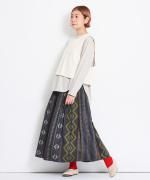 スープレコットン天竺　裾ラウンド長袖ロングT