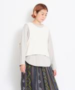 スープレコットン天竺　裾ラウンド長袖ロングT