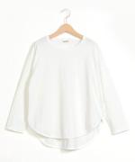 スープレコットン天竺　裾ラウンド長袖ロングT