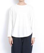 スープレコットン天竺　裾ラウンド長袖ロングT