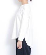 スープレコットン天竺　裾ラウンド長袖ロングT