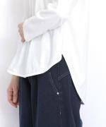 スープレコットン天竺　裾ラウンド長袖ロングT