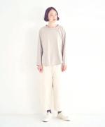 スープレコットン天竺　裾ラウンド長袖ロングT