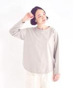 スープレコットン天竺　裾ラウンド長袖ロングT