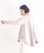 スープレコットン天竺　裾ラウンド長袖ロングT