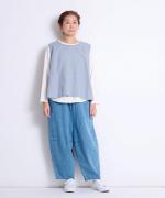 スープレコットン天竺　裾ラウンド長袖ロングT