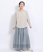 スープレコットン天竺　裾ラウンド長袖ロングT