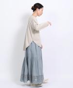 スープレコットン天竺　裾ラウンド長袖ロングT