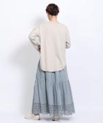 スープレコットン天竺　裾ラウンド長袖ロングT