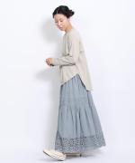 スープレコットン天竺　裾ラウンド長袖ロングT