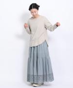 スープレコットン天竺　裾ラウンド長袖ロングT