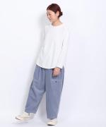 スープレコットン天竺　裾ラウンド長袖ロングT