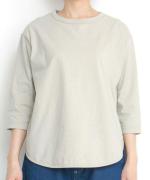 スープレコットン天竺　裾ラウンド7分袖ロングT