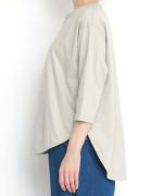 スープレコットン天竺　裾ラウンド7分袖ロングT