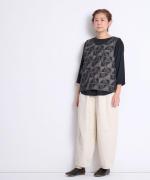 スープレコットン天竺　裾ラウンド7分袖ロングT