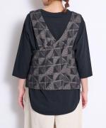 スープレコットン天竺　裾ラウンド7分袖ロングT