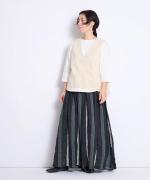 スープレコットン天竺　裾ラウンド7分袖ロングT