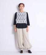 スープレコットン天竺　裾ラウンド7分袖ロングT