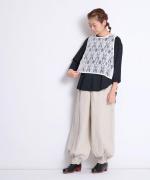 スープレコットン天竺　裾ラウンド7分袖ロングT